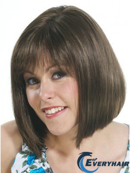 Brown Bob Wig UK With Capless Straight Style Chin Length
