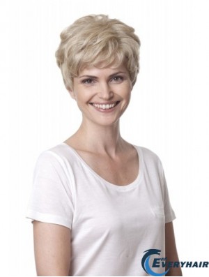 Blonde Curly Short Layered 100% Hand-tied Cheap Hair Online