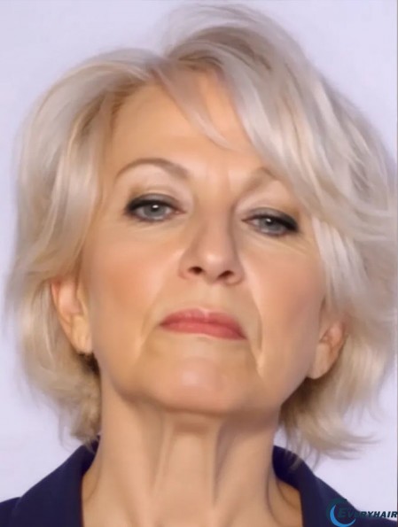 Cheap Grey Wigs Remy Human Grey Cut Wavy Style Short Length