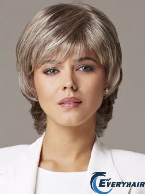 Cheap Wavy Capless 10 inch Sleek Short Grey Wigs Canada