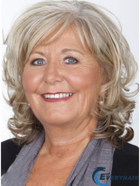  Capless 12 inch Grey Chin Length Curly Wigs