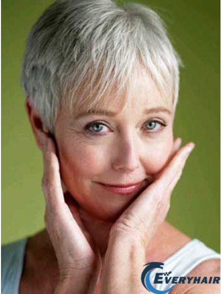 Straight Capless 8 inch Cheapest Short Grey Wigs