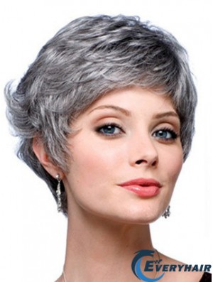 Wavy Capless 8 inch Designed Short Grey Wigs