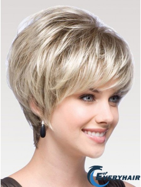 Capless Straight Layered Short 8 inch Modern Human Hair Wigs