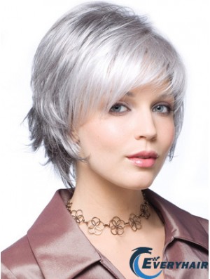 Straight Capless 8 inch Beautiful Short Grey Wigs