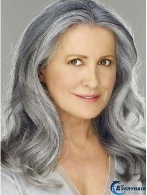 Wavy Lace Front 16 inch Best Shoulder Length Grey Wigs