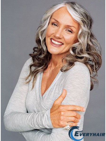 Full Lace Wigs Grey Cut Wavy Style Long Length