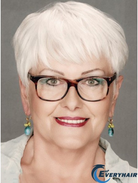 Straight Capless 8 inch Incredible Short Grey Wigs