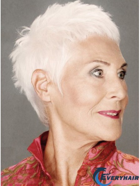 Straight Capless 8 inch Discount Short Grey Wigs