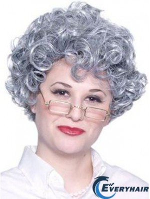 Curly Lace Front 8 inch Best Short Grey Wigs