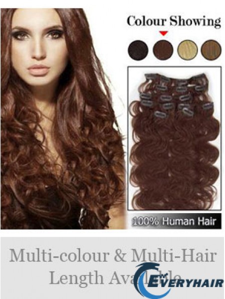 High Quality Auburn Wavy Remy Human Hair Clip In Hair Extensions