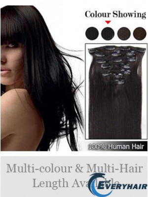 Cheap Brown Straight Remy Human Hair Clip In Hair Extensions