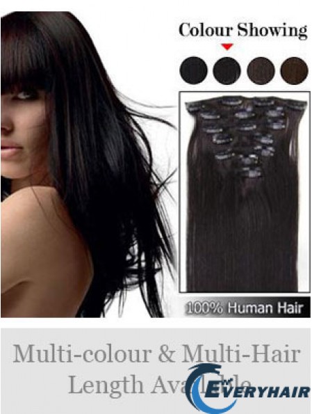 Cheap Brown Straight Remy Human Hair Clip In Hair Extensions