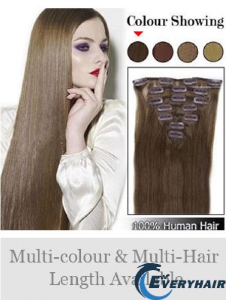Best Brown Straight Remy Human Hair Clip In Hair Extensions