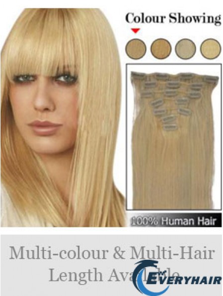 Trendy Blonde Straight Remy Human Hair Clip In Hair Extensions