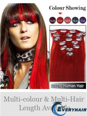 Top Red Straight Remy Human Hair Clip In Hair Extensions