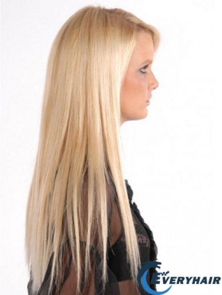 Popular Blonde Straight Remy Human Hair Clip In Hair Extensions