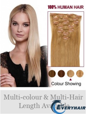 Top Blonde Straight Remy Human Hair Clip In Hair Extensions
