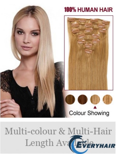 Top Blonde Straight Remy Human Hair Clip In Hair Extensions