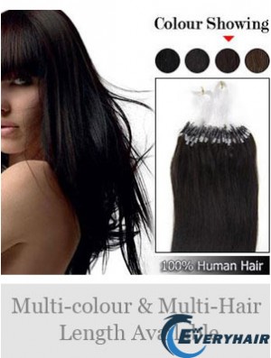 Beautiful Black Straight Micro Loop Ring Hair Extensions