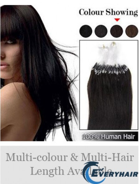 Beautiful Black Straight Micro Loop Ring Hair Extensions