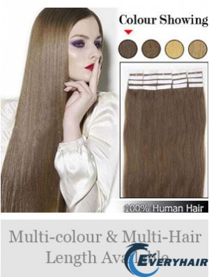 Brown Straight Convenient Remy Human Hair Tape In Hair Extensions