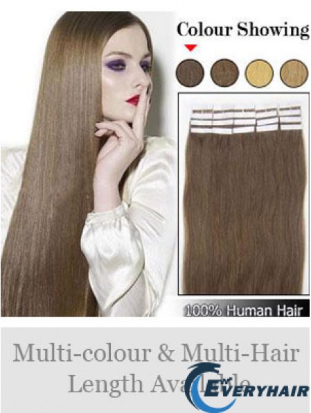 Brown Straight Convenient Remy Human Hair Tape In Hair Extensions