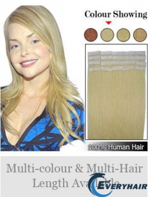 Blonde Straight Fashionable Remy Human Hair Tape In Hair Extensions