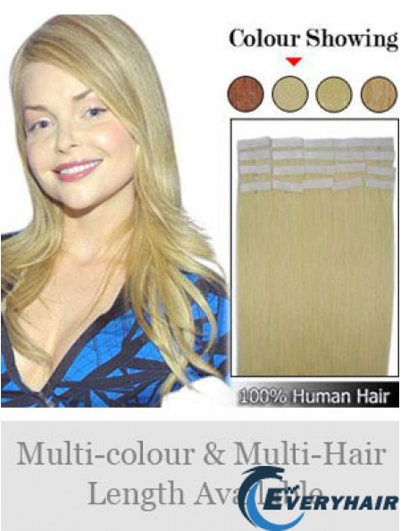 Blonde Straight Fashionable Remy Human Hair Tape In Hair Extensions