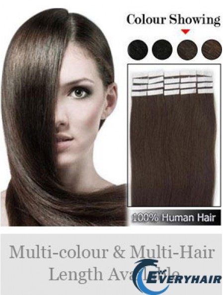 Brown Straight Durable Remy Human Hair Tape In Hair Extensions