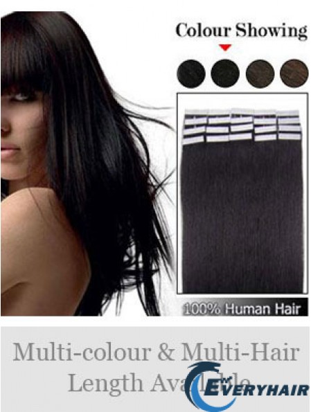 Black Straight Soft Remy Human Hair Tape In Hair Extensions