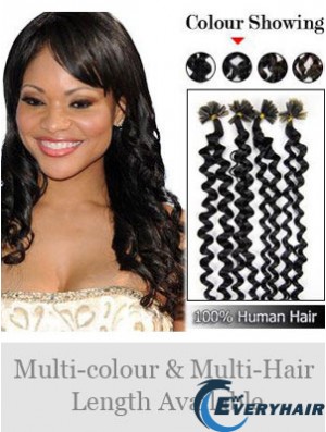 Black Curly Trendy Nail/U Tip Hair Extensions