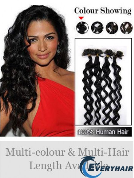 Black Curly New Nail/U Tip Hair Extensions