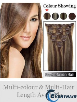 Beautiful Brown Straight Remy Human Hair Clip In Hair Extensions