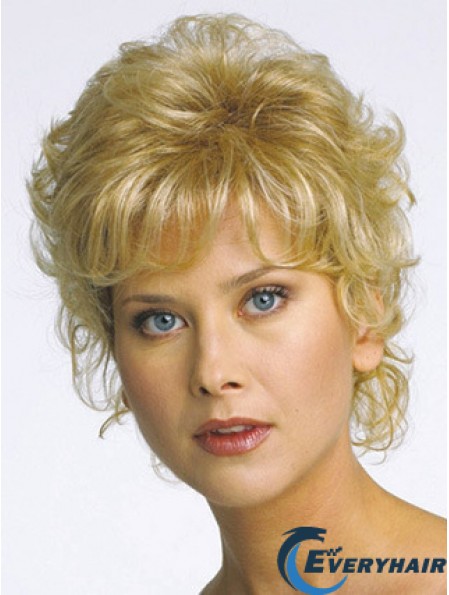 Short Curly Blonde Flexibility Synthetic Half Wigs