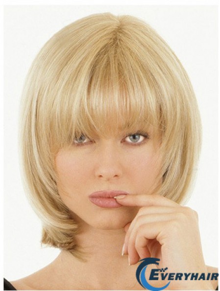 Hair Toppers Half Wigs With Remy Straight Style Blonde Color